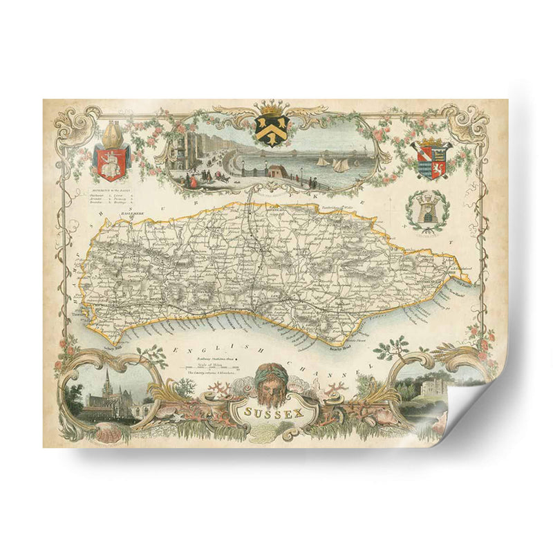 Mapa De Sussex | Cuadro decorativo de Canvas Lab