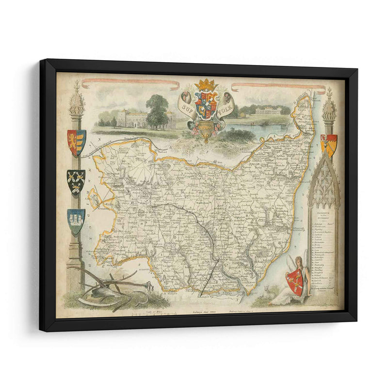 Mapa De Suffolk | Cuadro decorativo de Canvas Lab