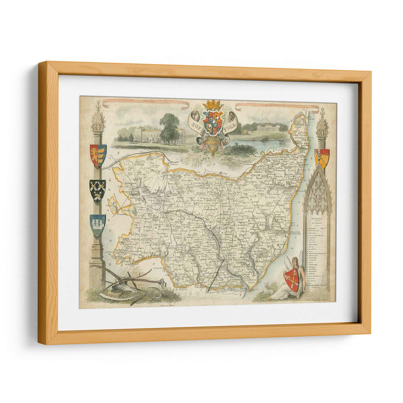 Mapa De Suffolk | Cuadro decorativo de Canvas Lab