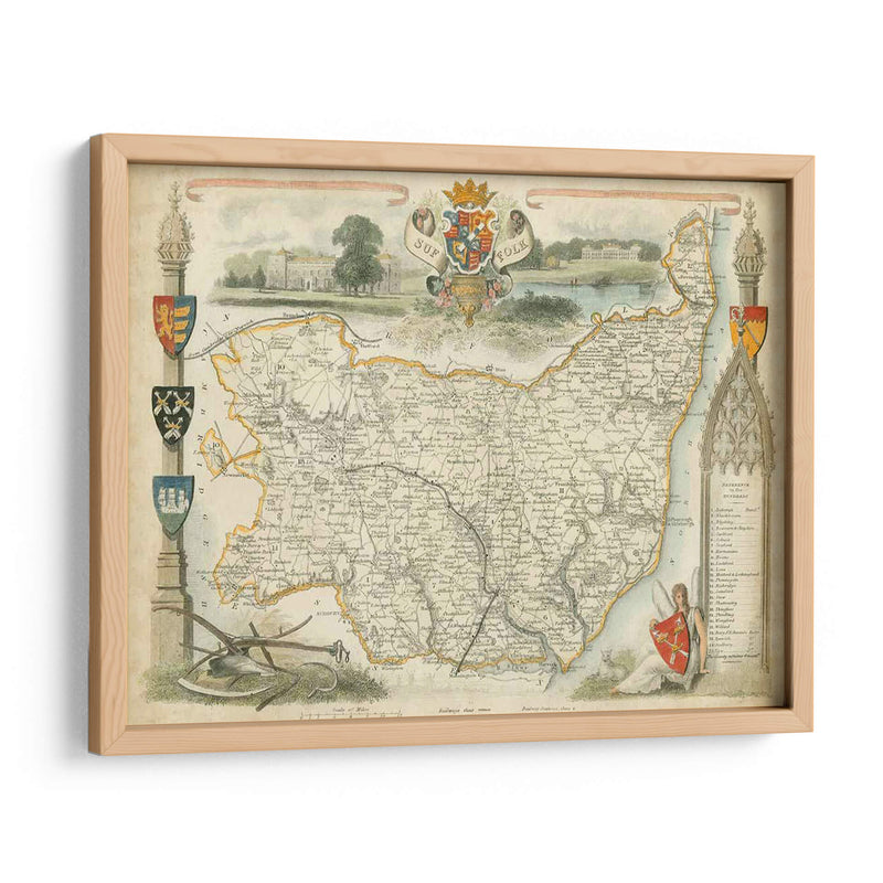 Mapa De Suffolk | Cuadro decorativo de Canvas Lab