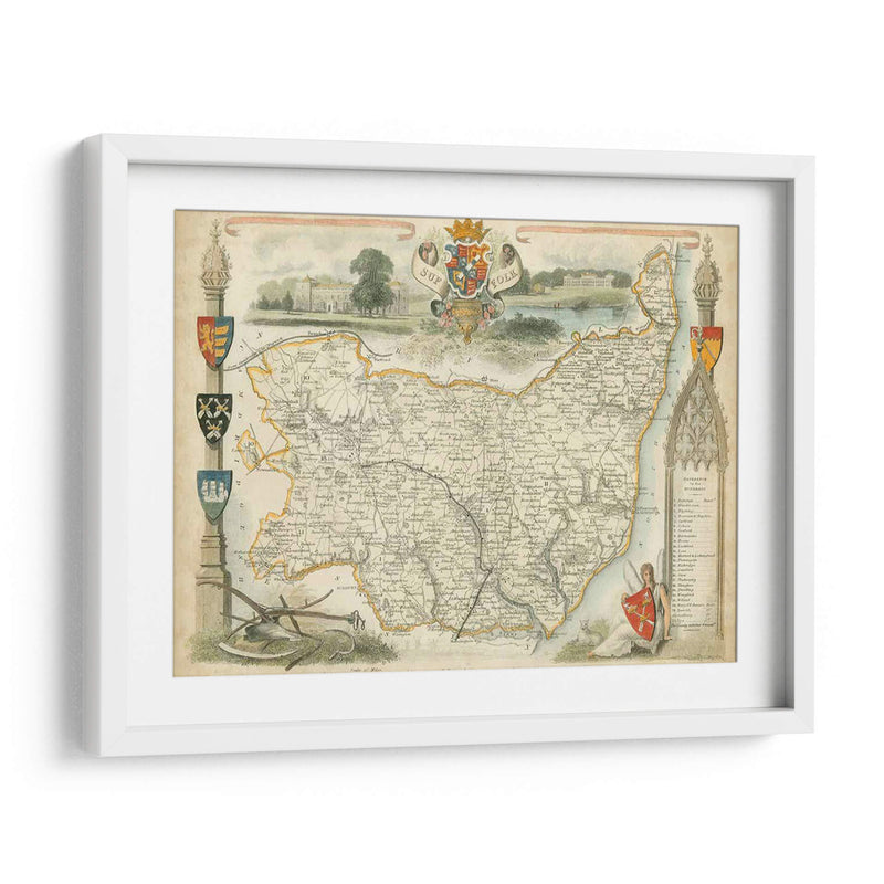 Mapa De Suffolk | Cuadro decorativo de Canvas Lab