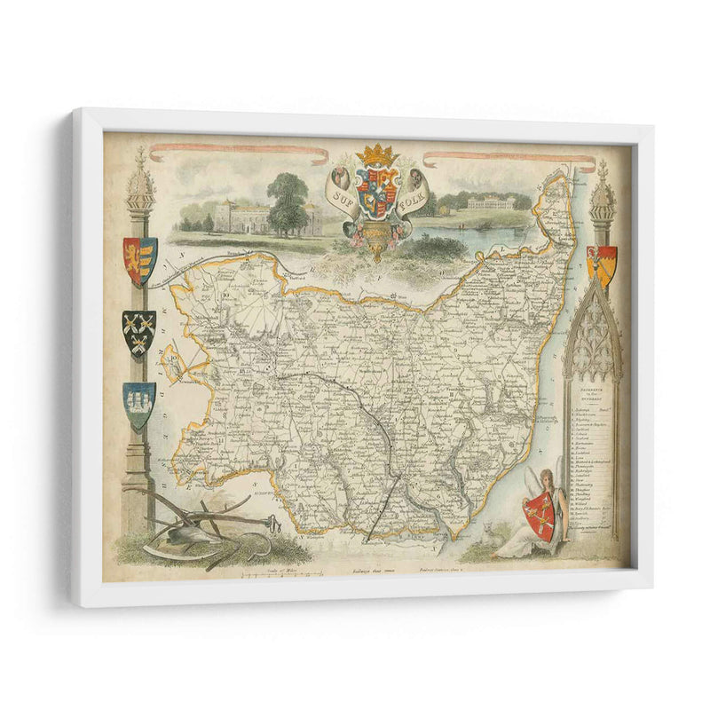 Mapa De Suffolk | Cuadro decorativo de Canvas Lab