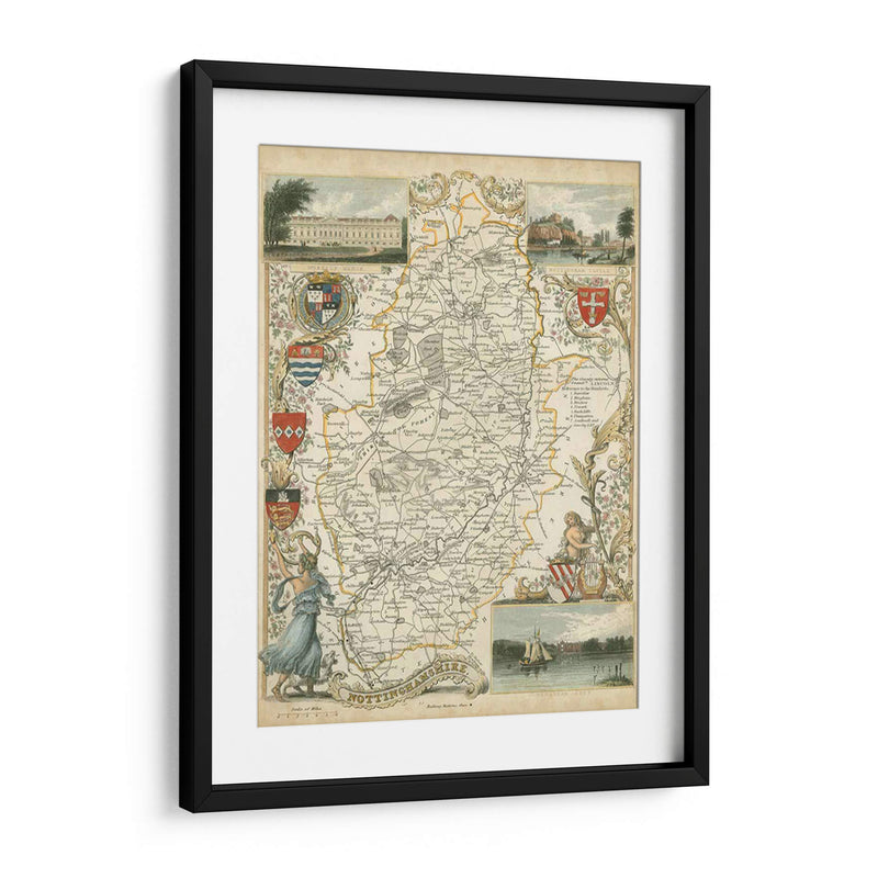 Mapa De Nottinghamshire | Cuadro decorativo de Canvas Lab