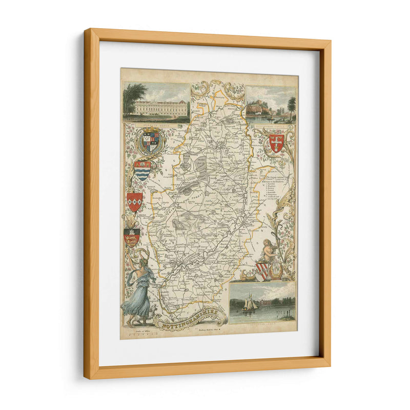 Mapa De Nottinghamshire | Cuadro decorativo de Canvas Lab