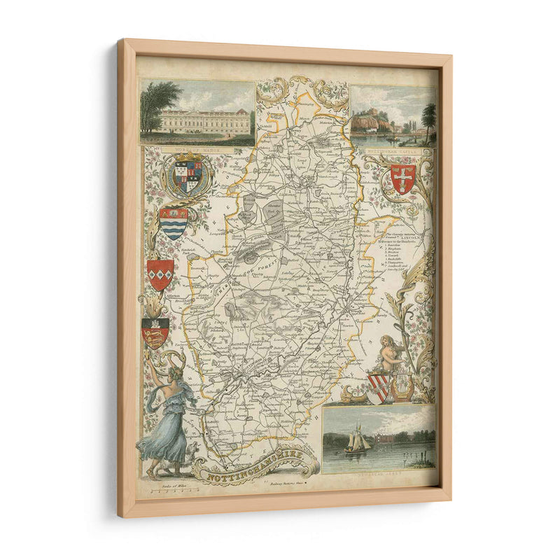 Mapa De Nottinghamshire | Cuadro decorativo de Canvas Lab