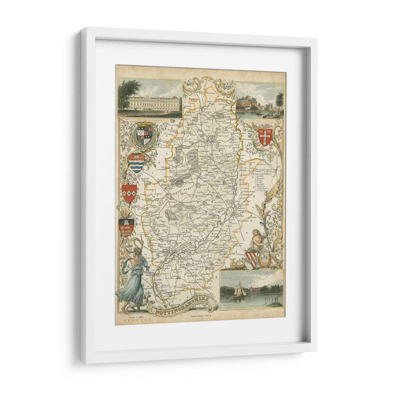 Mapa De Nottinghamshire | Cuadro decorativo de Canvas Lab