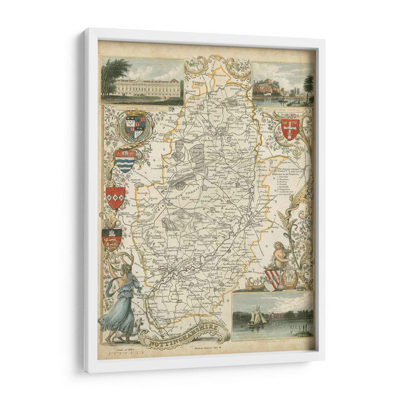 Mapa De Nottinghamshire | Cuadro decorativo de Canvas Lab