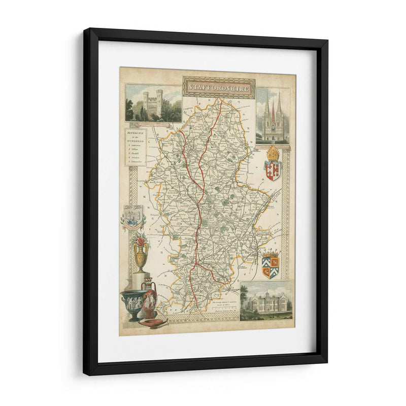 Mapa De Staffordshire | Cuadro decorativo de Canvas Lab