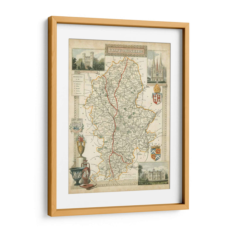 Mapa De Staffordshire | Cuadro decorativo de Canvas Lab