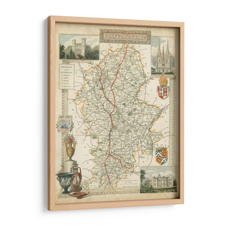 Mapa De Staffordshire | Cuadro decorativo de Canvas Lab