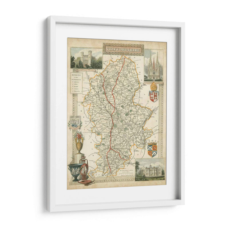 Mapa De Staffordshire | Cuadro decorativo de Canvas Lab