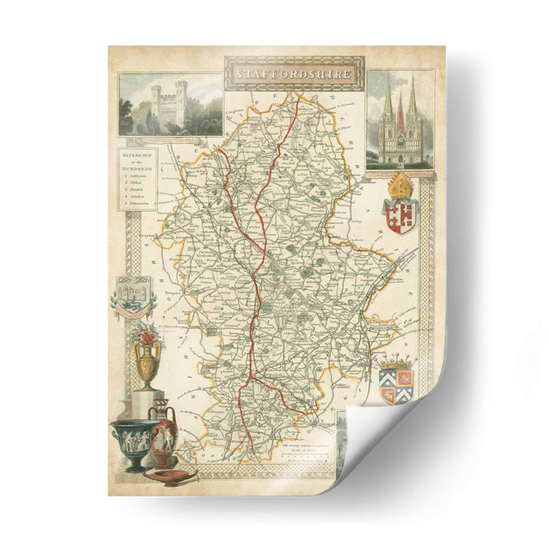 Mapa De Staffordshire | Cuadro decorativo de Canvas Lab