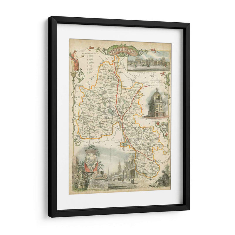 Mapa De Oxfordshire | Cuadro decorativo de Canvas Lab