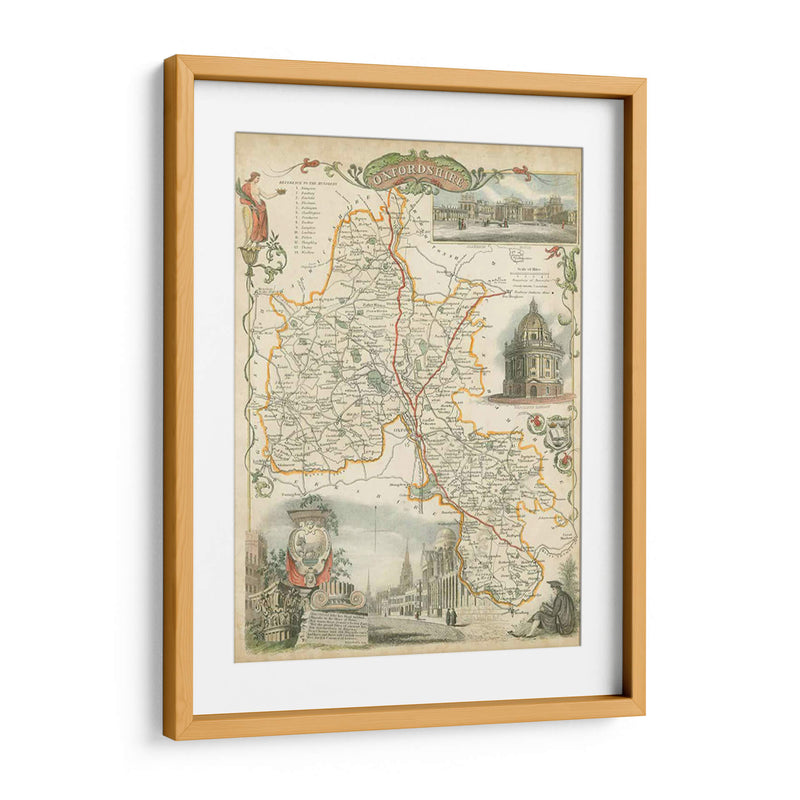 Mapa De Oxfordshire | Cuadro decorativo de Canvas Lab