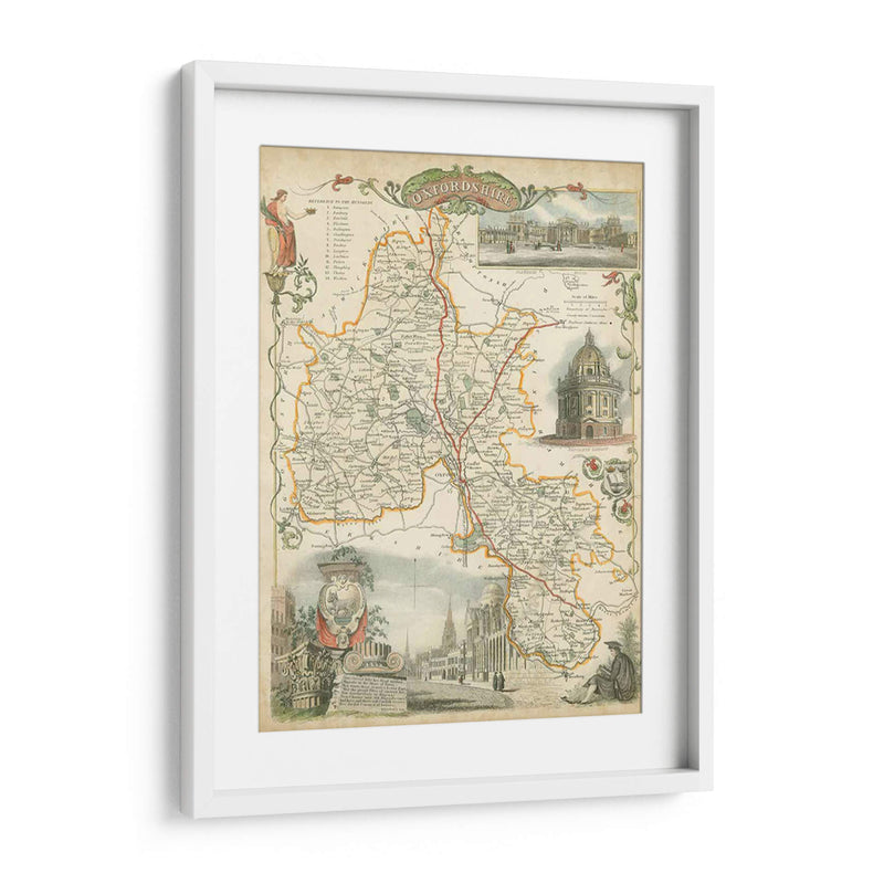 Mapa De Oxfordshire | Cuadro decorativo de Canvas Lab