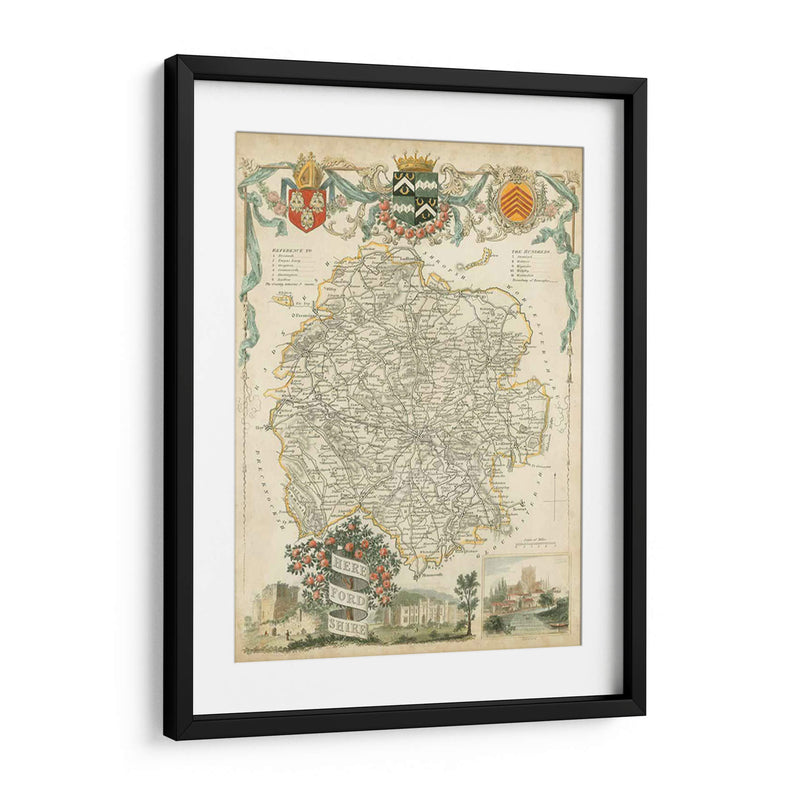 Mapa De Herefordshire | Cuadro decorativo de Canvas Lab