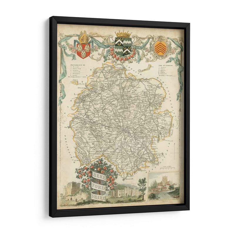 Mapa De Herefordshire | Cuadro decorativo de Canvas Lab