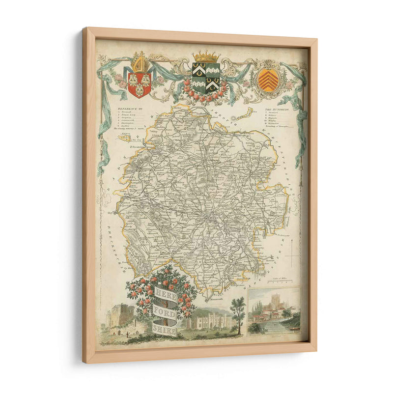 Mapa De Herefordshire | Cuadro decorativo de Canvas Lab