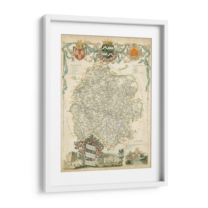 Mapa De Herefordshire | Cuadro decorativo de Canvas Lab