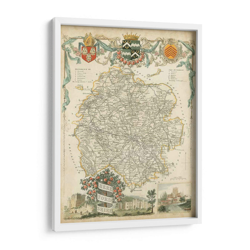 Mapa De Herefordshire | Cuadro decorativo de Canvas Lab