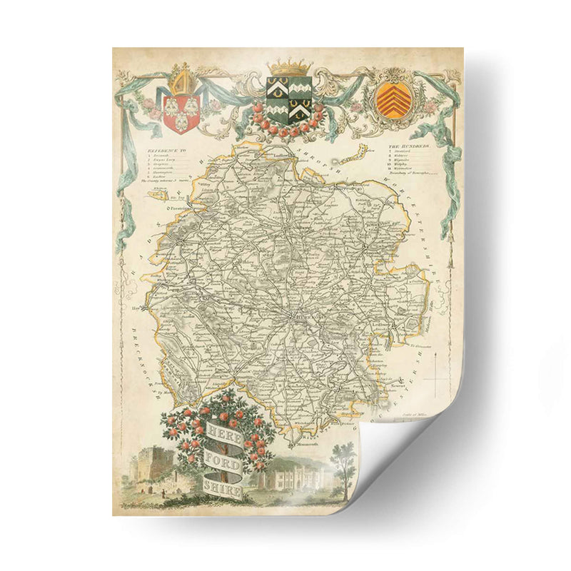 Mapa De Herefordshire | Cuadro decorativo de Canvas Lab