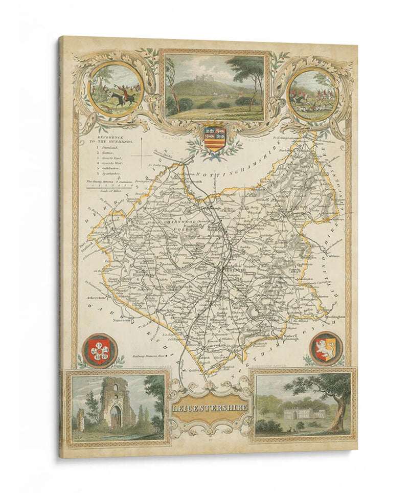 Mapa De Leicestershire | Cuadro decorativo de Canvas Lab