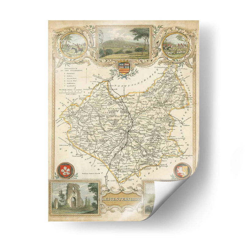 Mapa De Leicestershire | Cuadro decorativo de Canvas Lab