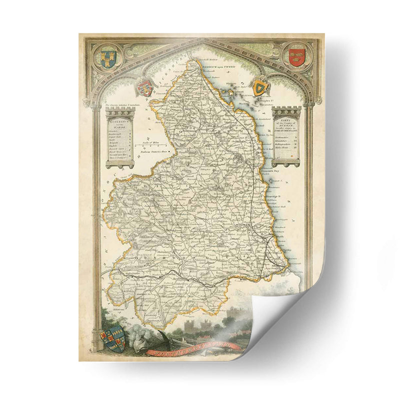 Mapa De Northumberland | Cuadro decorativo de Canvas Lab