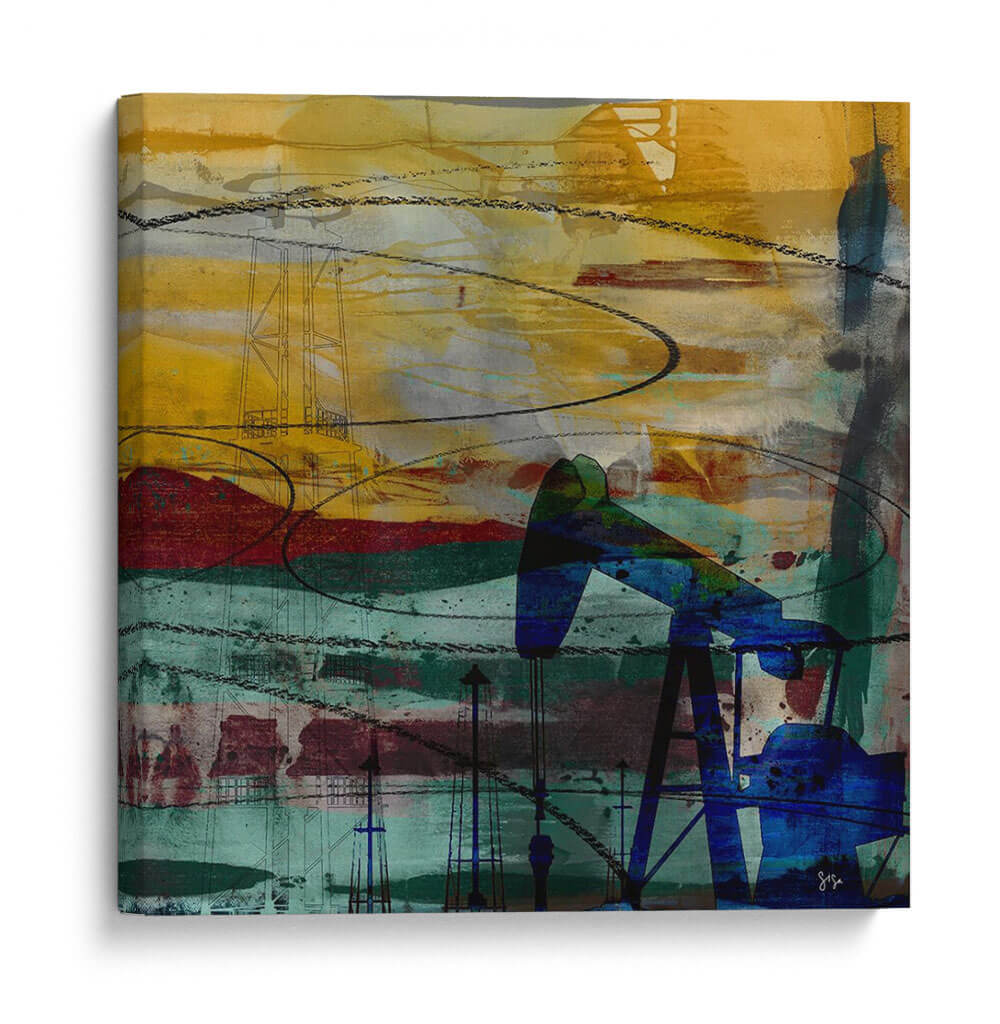 40X40 Plataforma Petrolera Abstracta (Ceniza) - Sisa Jasper | Cuadro decorativo de Canvas Lab