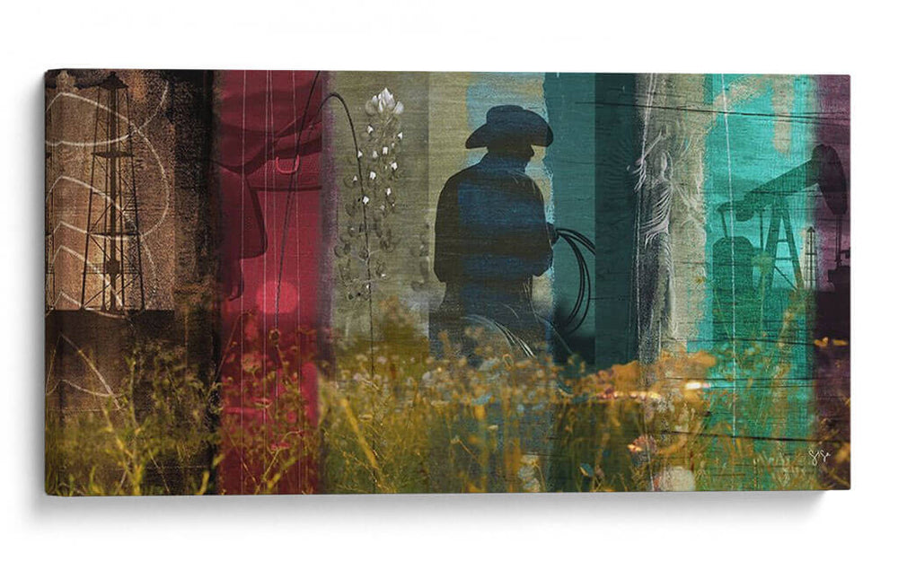 Collage De Vaquero 36X72 (Ceniza) - Sisa Jasper | Cuadro decorativo de Canvas Lab