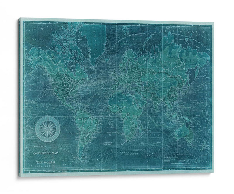 Mapa Del Mundo De Azure - Vision Studio | Cuadro decorativo de Canvas Lab