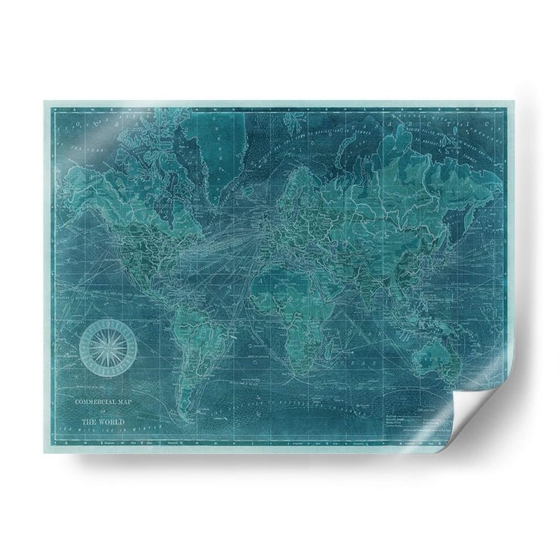 Mapa Del Mundo De Azure - Vision Studio | Cuadro decorativo de Canvas Lab