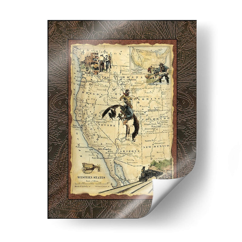 Mapa De Los Estados Occidentales - Vision Studio | Cuadro decorativo de Canvas Lab