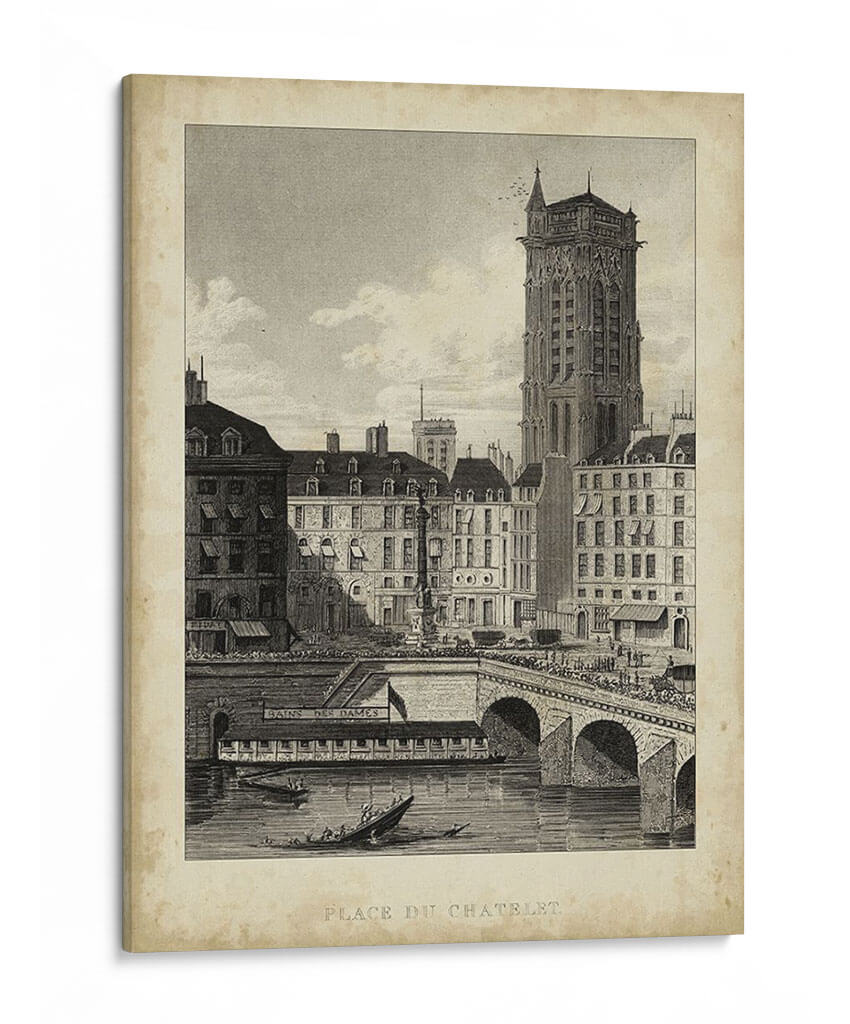 Place Du Chatelet - A. Pugin | Cuadro decorativo de Canvas Lab