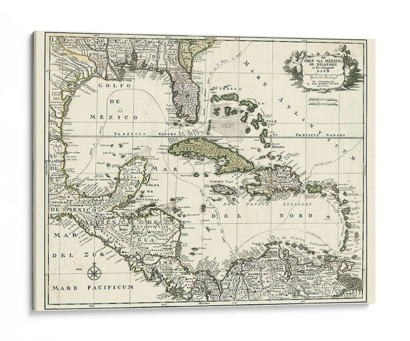 Mapa Del Golfo De México | Cuadro decorativo de Canvas Lab