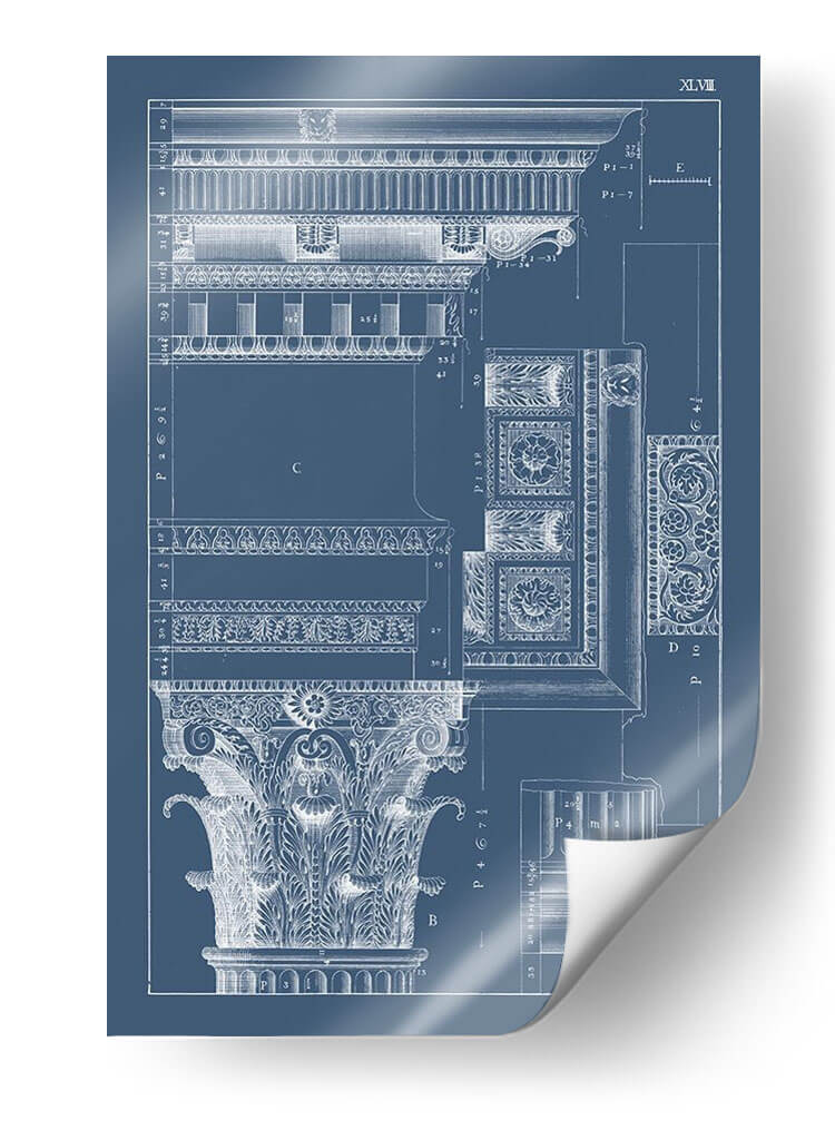 Columna Y Cornisa Blueprint Iii - Vision Studio | Cuadro decorativo de Canvas Lab