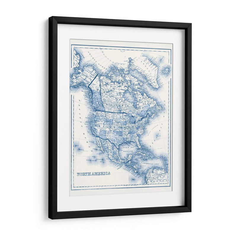 América Del Norte En Tonos De Azul - Vision Studio | Cuadro decorativo de Canvas Lab