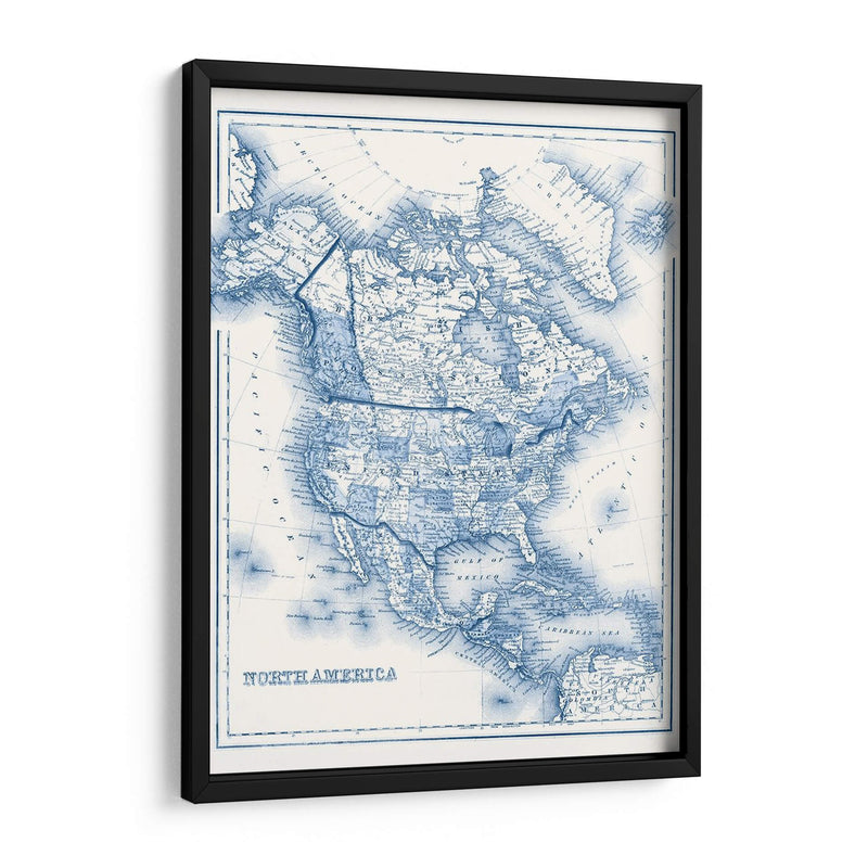 América Del Norte En Tonos De Azul - Vision Studio | Cuadro decorativo de Canvas Lab