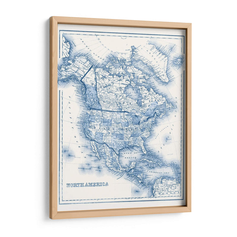 América Del Norte En Tonos De Azul - Vision Studio | Cuadro decorativo de Canvas Lab