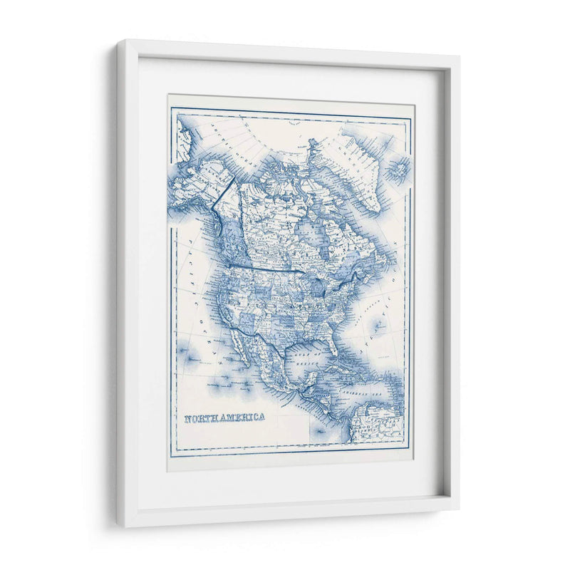 América Del Norte En Tonos De Azul - Vision Studio | Cuadro decorativo de Canvas Lab