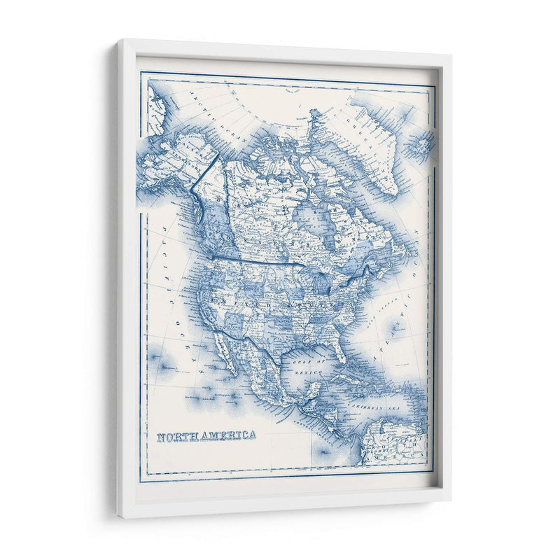 América Del Norte En Tonos De Azul - Vision Studio | Cuadro decorativo de Canvas Lab