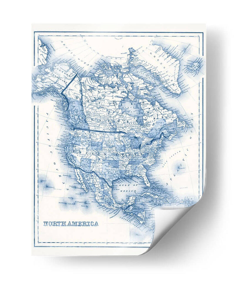 América Del Norte En Tonos De Azul - Vision Studio | Cuadro decorativo de Canvas Lab