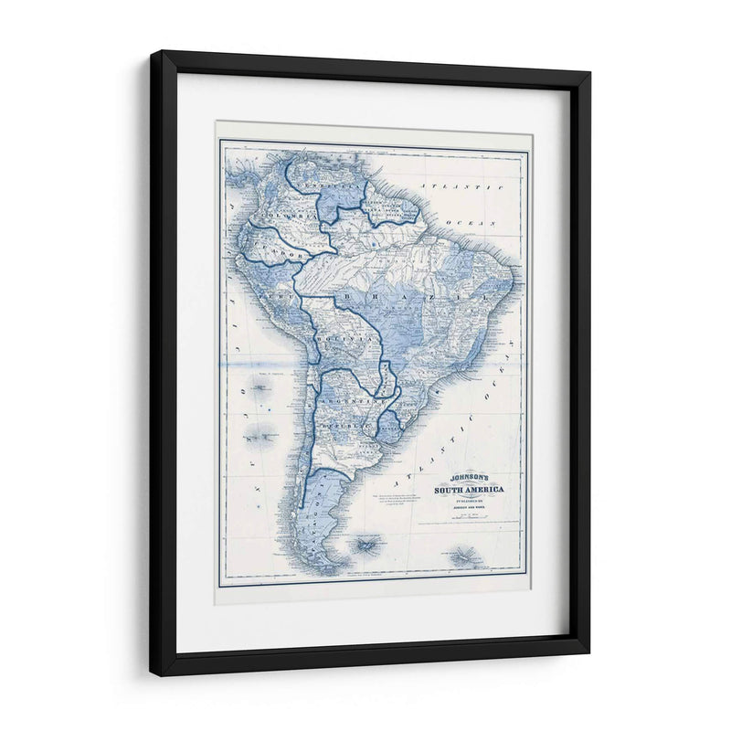 América Del Sur En Tonos De Azul - Vision Studio | Cuadro decorativo de Canvas Lab