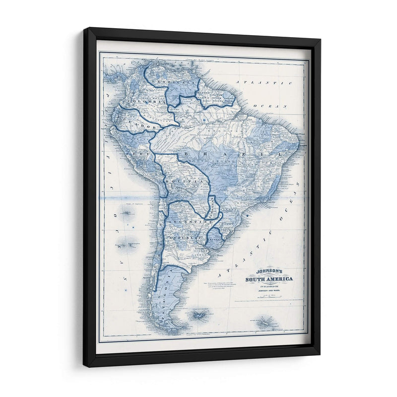 América Del Sur En Tonos De Azul - Vision Studio | Cuadro decorativo de Canvas Lab