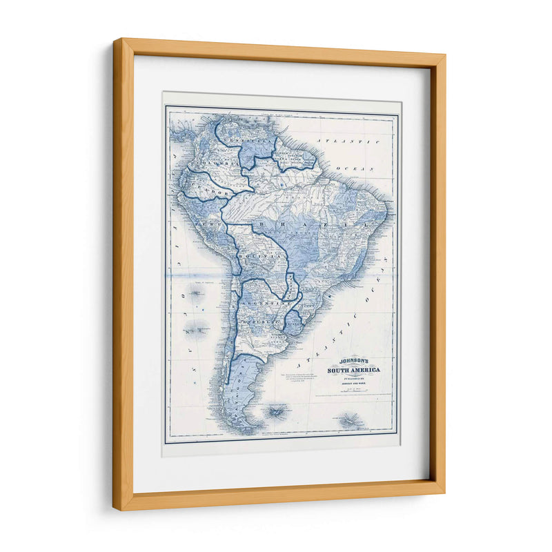 América Del Sur En Tonos De Azul - Vision Studio | Cuadro decorativo de Canvas Lab