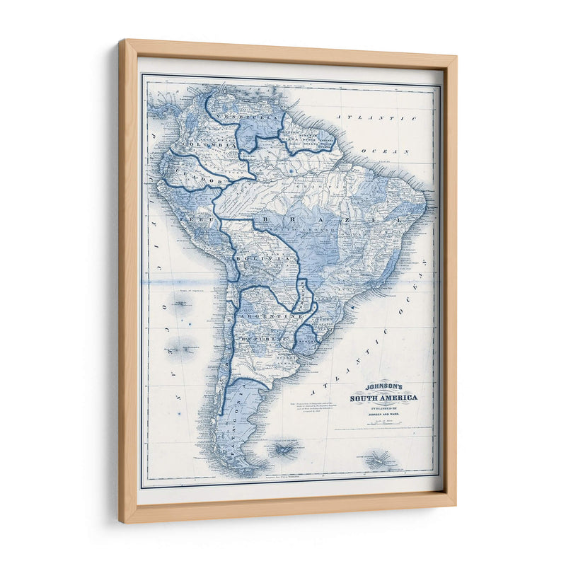 América Del Sur En Tonos De Azul - Vision Studio | Cuadro decorativo de Canvas Lab