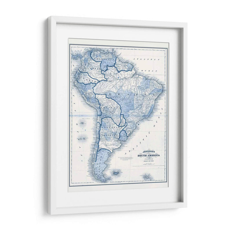 América Del Sur En Tonos De Azul - Vision Studio | Cuadro decorativo de Canvas Lab