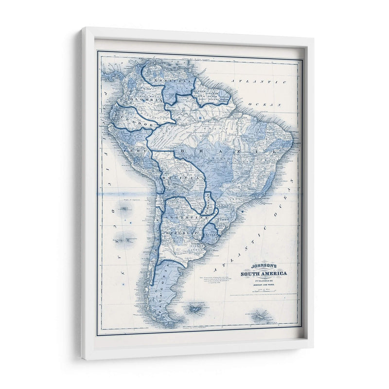 América Del Sur En Tonos De Azul - Vision Studio | Cuadro decorativo de Canvas Lab