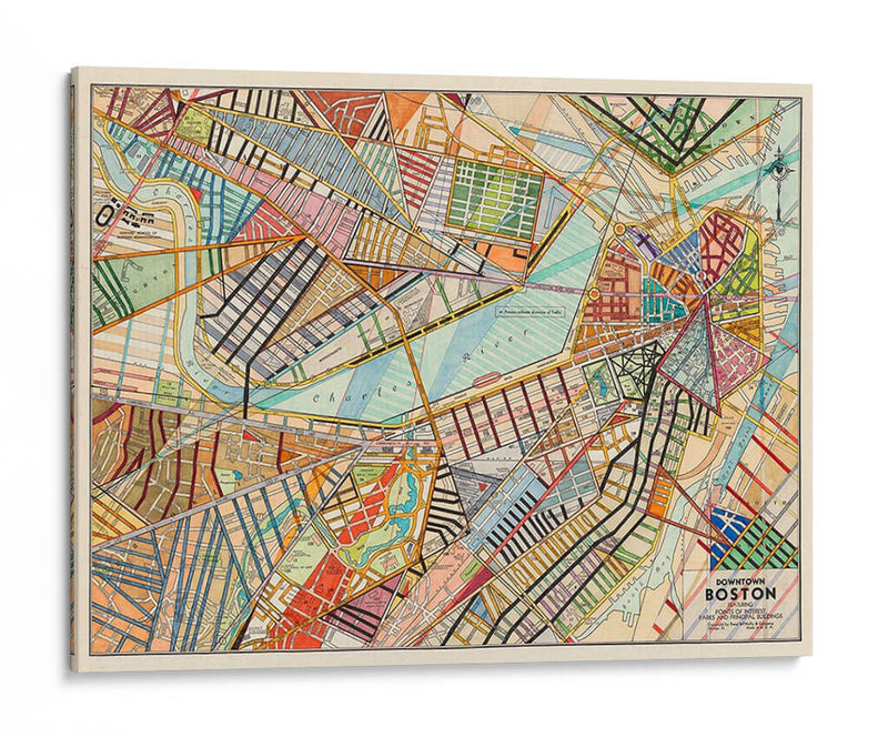 Mapa Moderno De Boston - Nikki Galapon | Cuadro decorativo de Canvas Lab