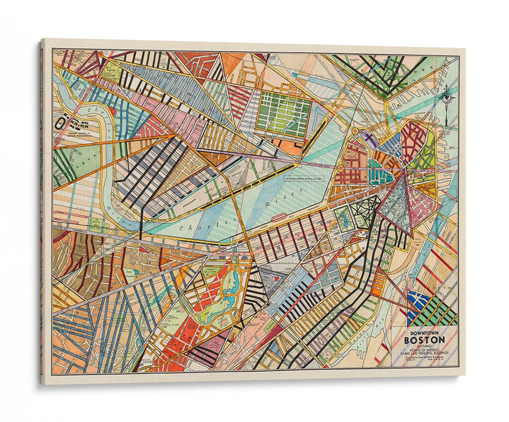 Mapa Moderno De Boston - Nikki Galapon | Cuadro decorativo de Canvas Lab